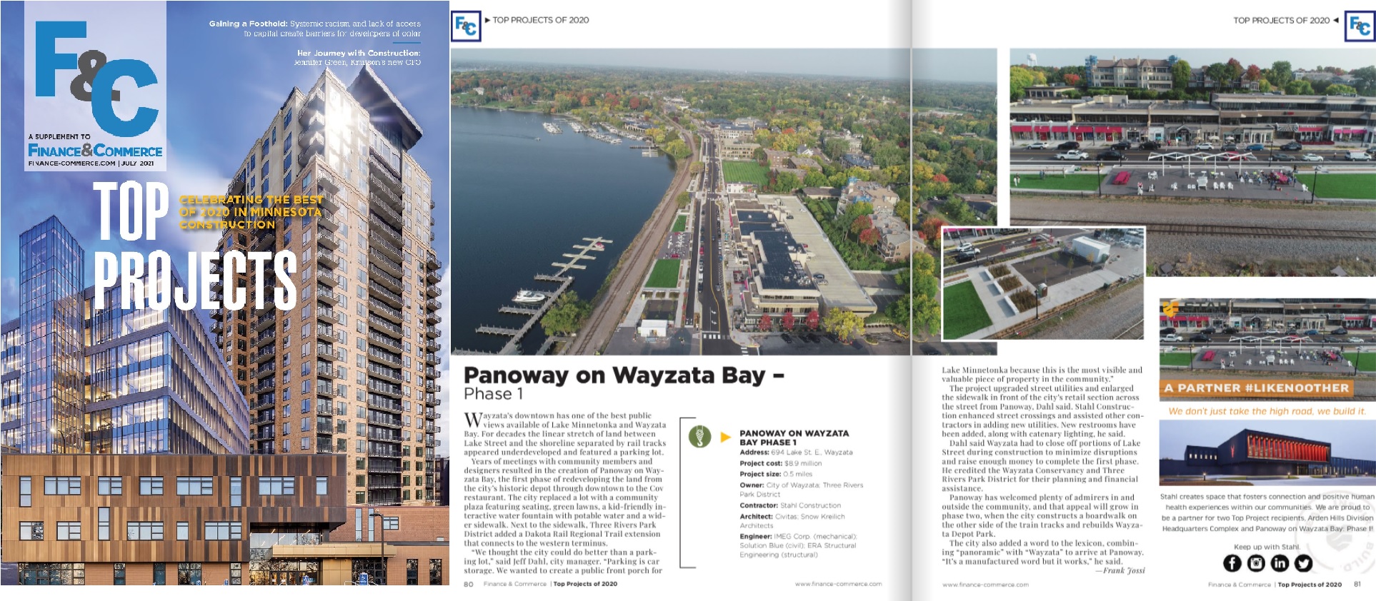 Panoway on Wayzata Bay was named a Top Project of 2020 in Finance & Commerce Magazine!
